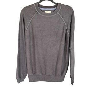 Bob Timberlake Mens Gray Knit Long‎ Sleeve Crewneck Sweater Size S Cotton